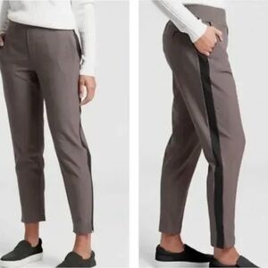 Atheta Brooklyn Jogger Women's Brown Plaid Pants with Black Stripe